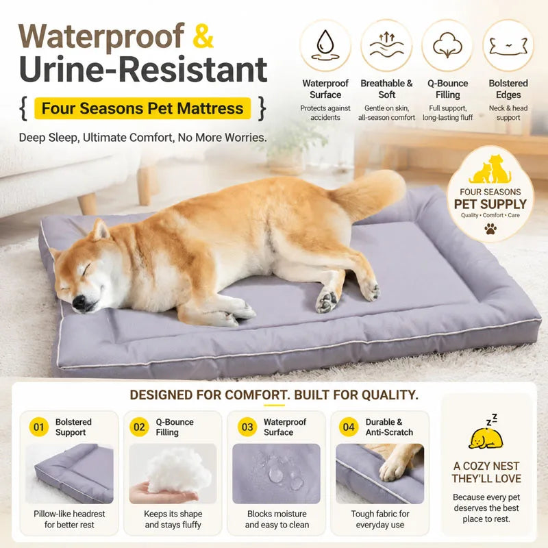 Waterproof Pet Bed Mat — Non-Slip Washable Dog & Cat Cushion for All Seasons