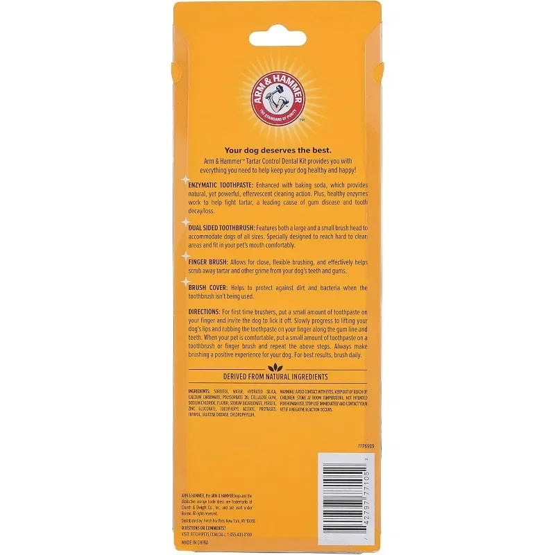 Pet Dental Care Kit - Dog and Cat Toothbrush and Enzymatic Toothpaste Set