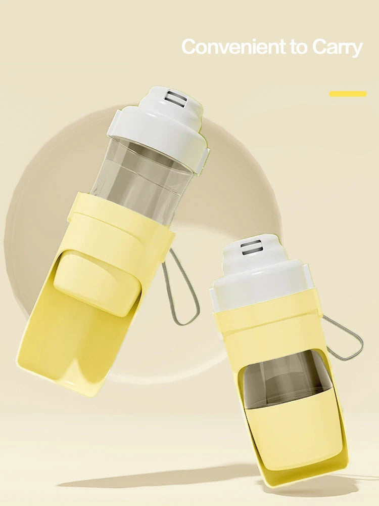 2-in-1 Pet Travel Water Bottle with Foldable Food Bowl