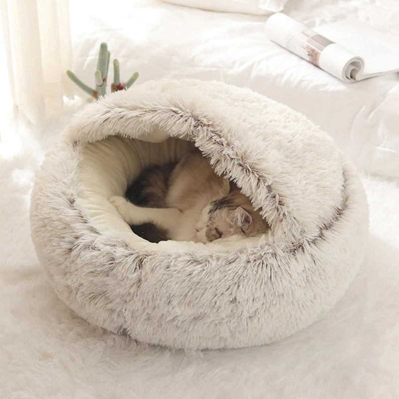 Cozy Cat Cave Bed - Hooded Igloo Design with Removable Cushion