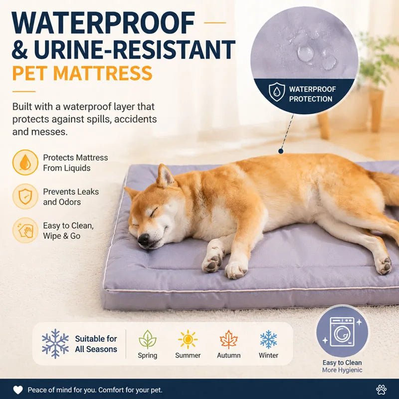 Waterproof Pet Bed Mat — Non-Slip Washable Dog & Cat Cushion for All Seasons
