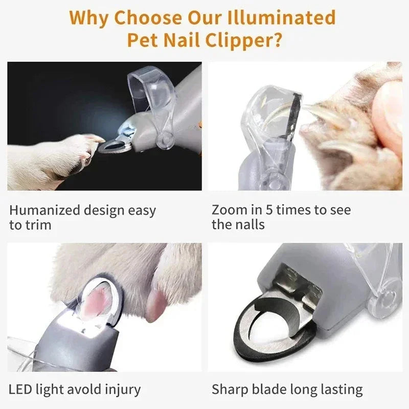 Electric Pet Nail Trimmer with LED Light-Quiet Grinder for Dogs & Cats