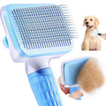 Pet Grooming Brush with One-Click Hair Removal - Bent Needle Massaging Comb for Dogs & Cats