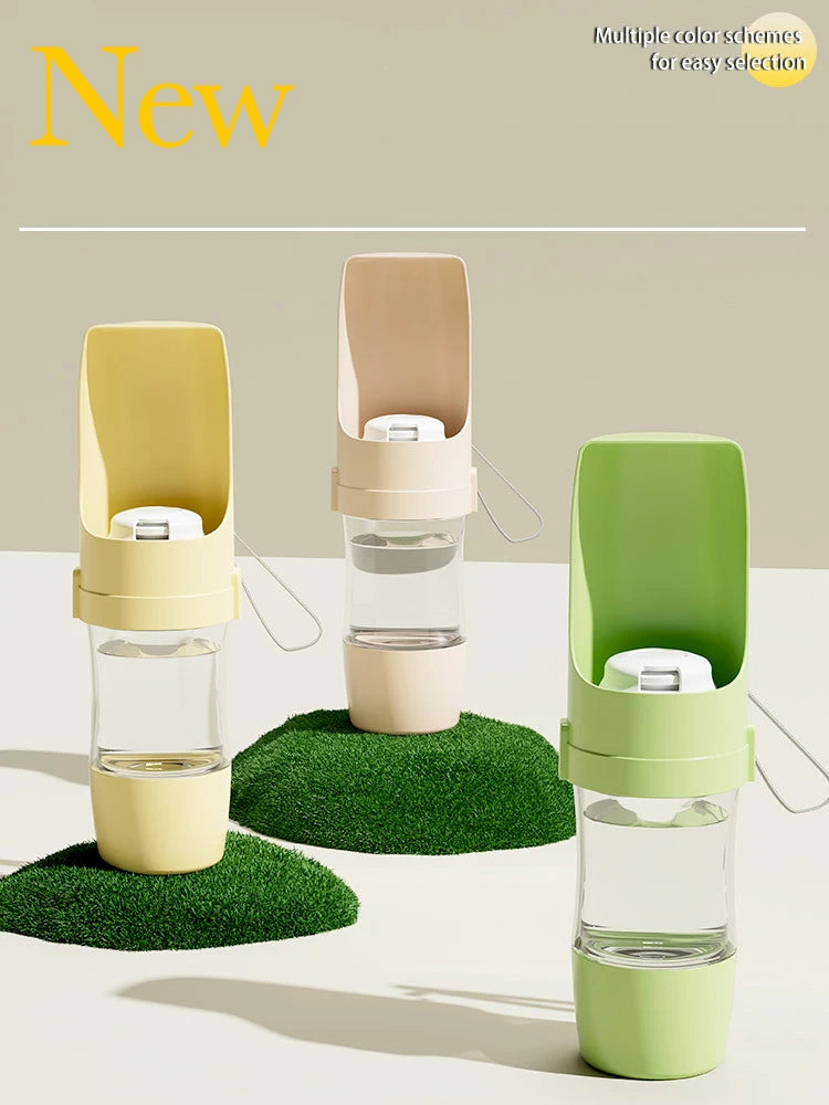 2-in-1 Pet Travel Water Bottle with Foldable Food Bowl