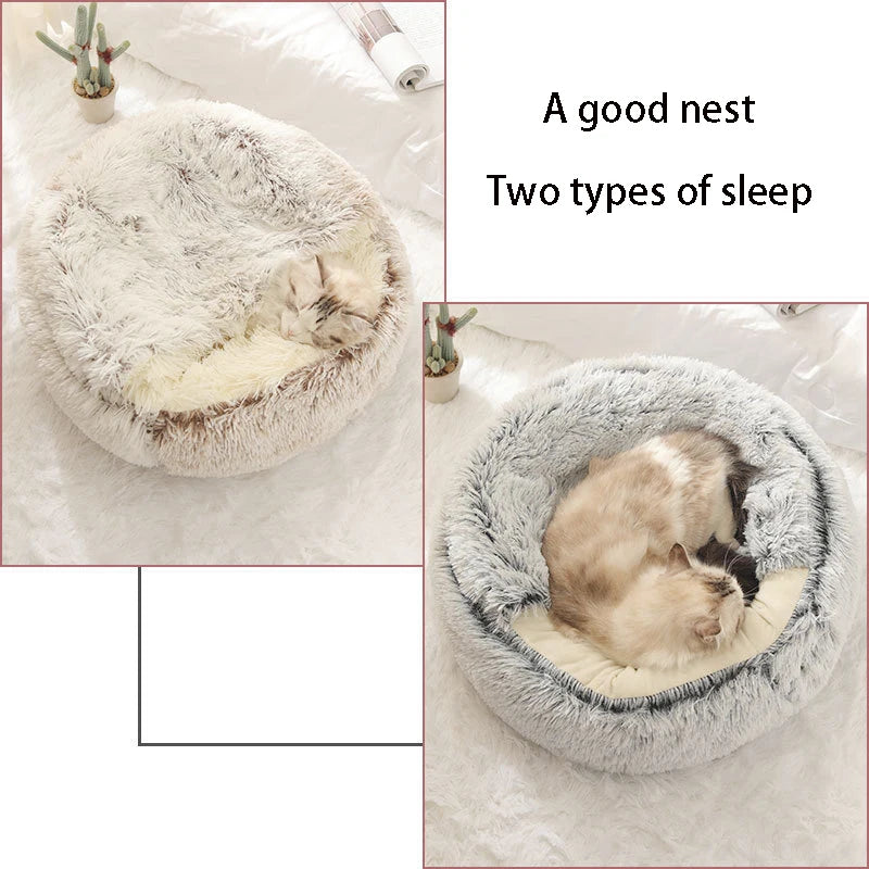 Cozy Cat Cave Bed - Hooded Igloo Design with Removable Cushion