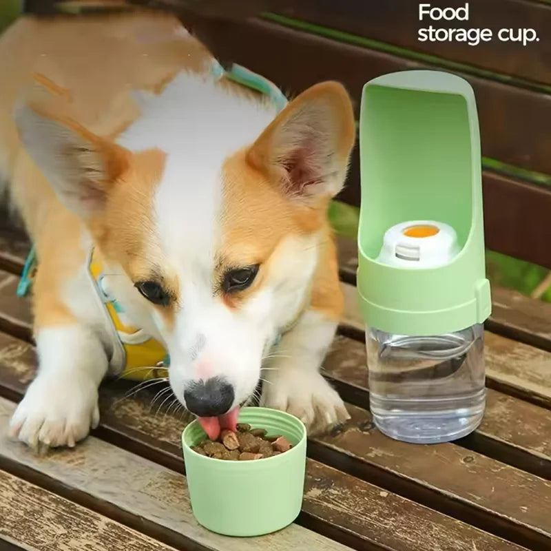 2-in-1 Pet Travel Water Bottle with Foldable Food Bowl