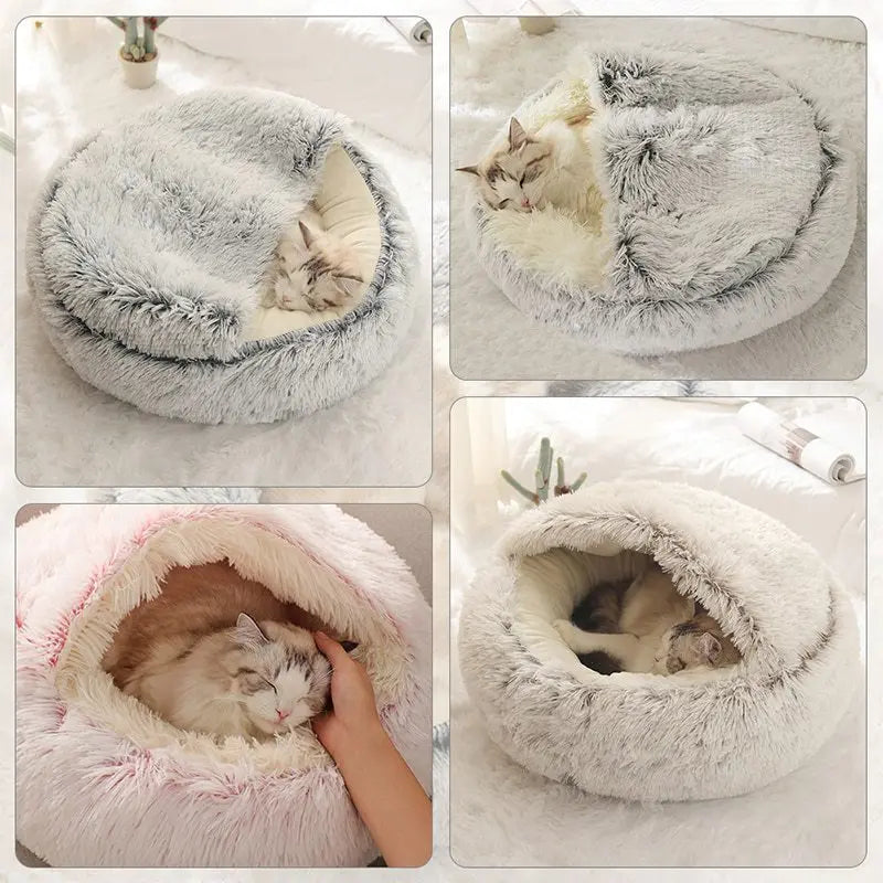 Cozy Cat Cave Bed - Hooded Igloo Design with Removable Cushion