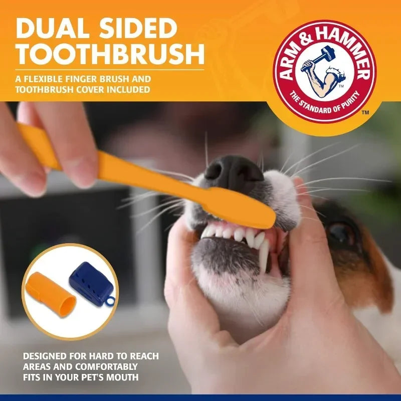 Pet Dental Care Kit - Dog and Cat Toothbrush and Enzymatic Toothpaste Set