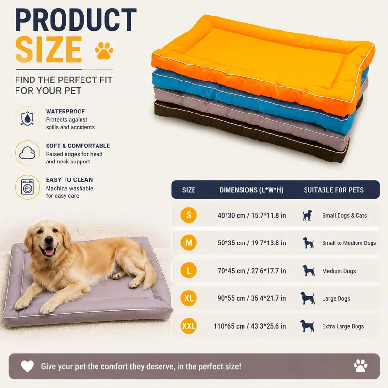 Waterproof Pet Bed Mat — Non-Slip Washable Dog & Cat Cushion for All Seasons