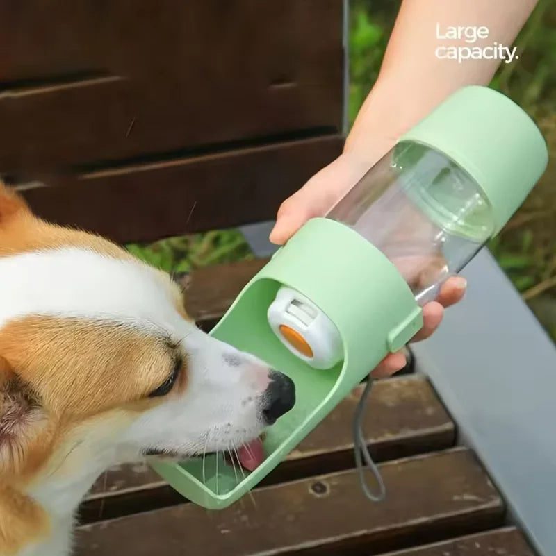 2-in-1 Pet Travel Water Bottle with Foldable Food Bowl