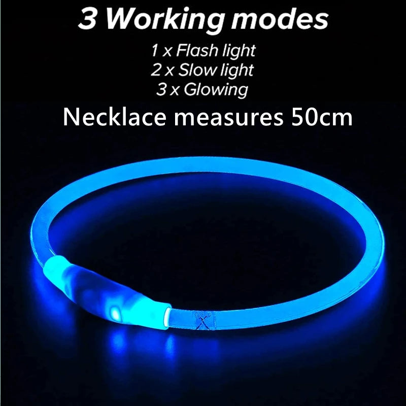 LED Dog Collar with USB Rechargeable Light - Safety Glow Collar