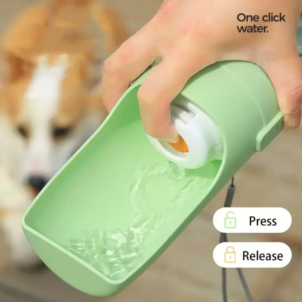 2-in-1 Pet Travel Water Bottle with Foldable Food Bowl