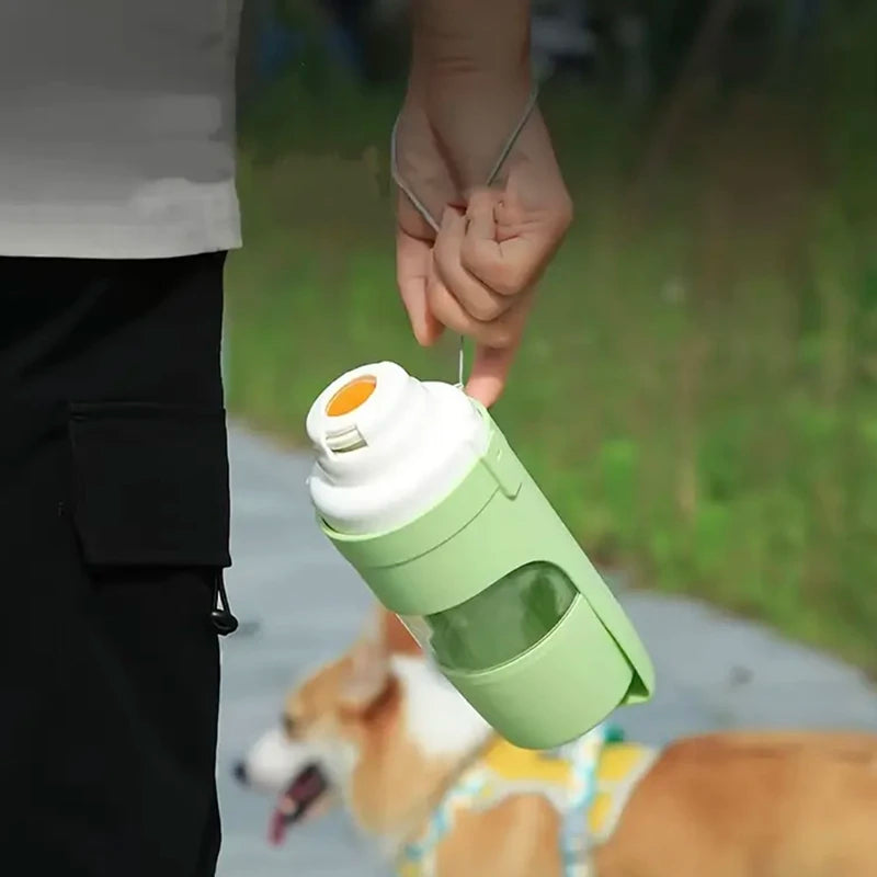 2-in-1 Pet Travel Water Bottle with Foldable Food Bowl