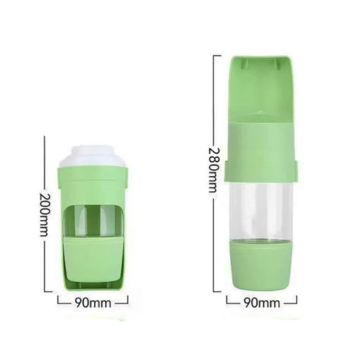 2-in-1 Pet Travel Water Bottle with Foldable Food Bowl