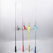 Cat Interactive Feather Wand Toy - 3-in-1 Retractable Teaser