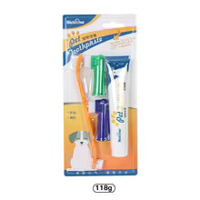 Pet Dental Care Kit - Dog and Cat Toothbrush and Enzymatic Toothpaste Set