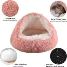 Cozy Cat Cave Bed - Hooded Igloo Design with Removable Cushion