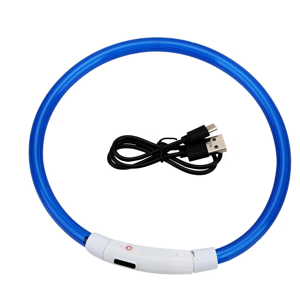 LED Dog Collar with USB Rechargeable Light - Safety Glow Collar