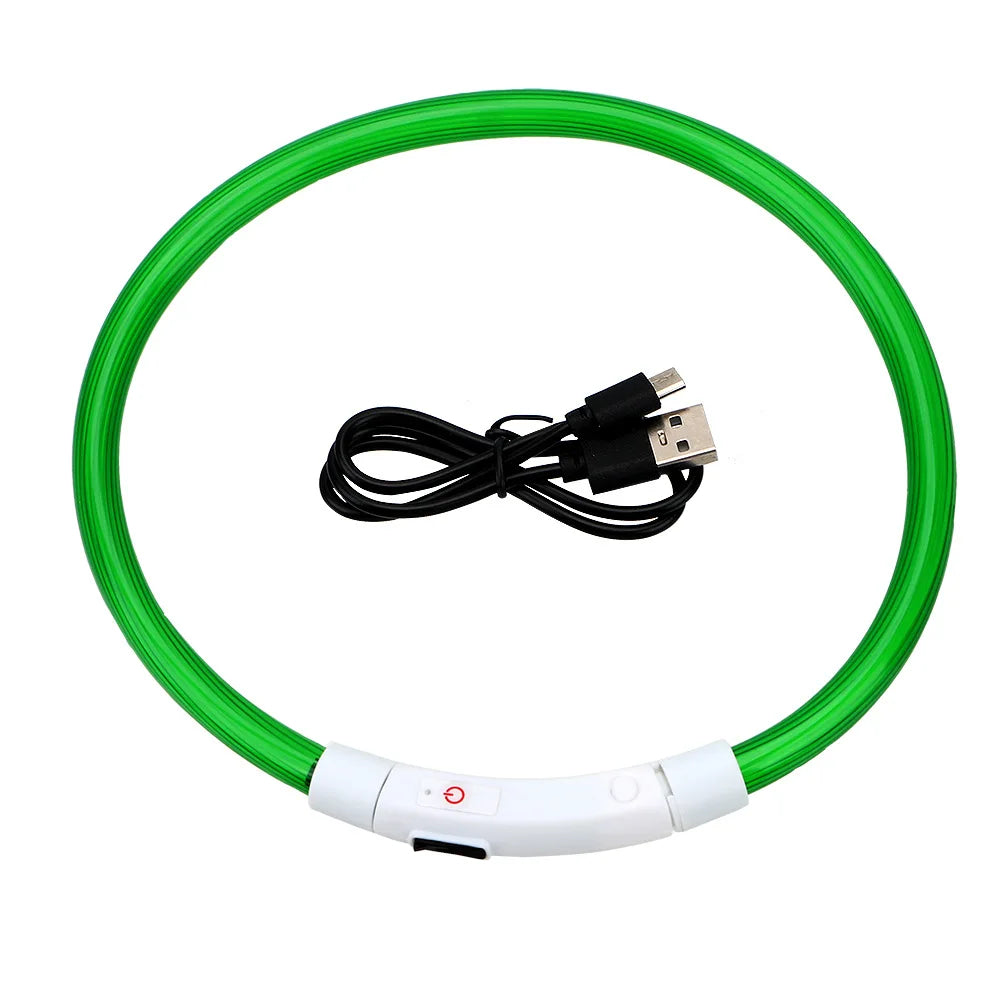 LED Dog Collar with USB Rechargeable Light - Safety Glow Collar