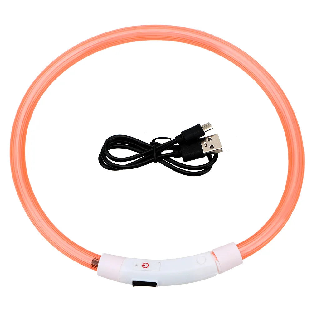 LED Dog Collar with USB Rechargeable Light - Safety Glow Collar