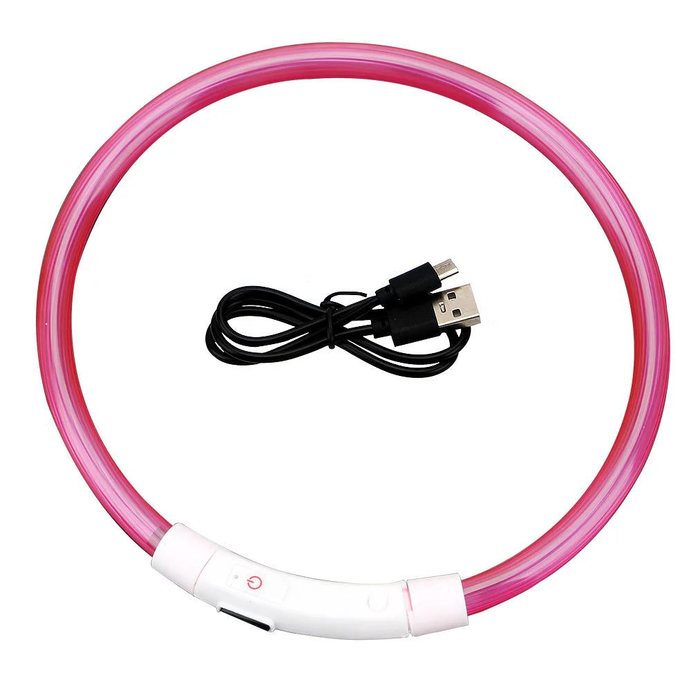 LED Dog Collar with USB Rechargeable Light - Safety Glow Collar