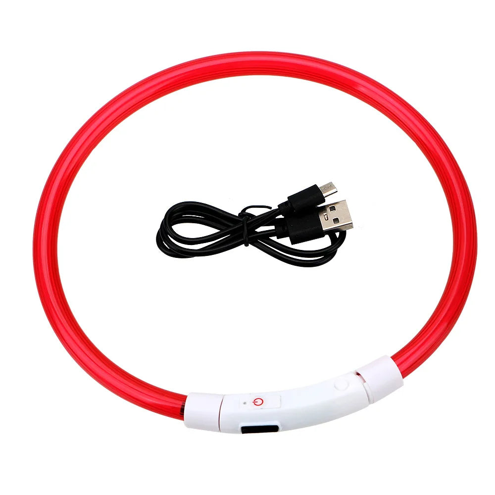 LED Dog Collar with USB Rechargeable Light - Safety Glow Collar
